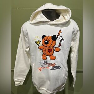 Bleecker&Mercer Hoodie cream pullover with Bear Graphic